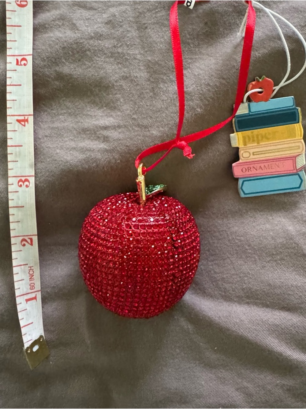 NEW NWT Piper K Red Apple Ornament Sparkly Bling Teacher Classroom Wizard of Oz